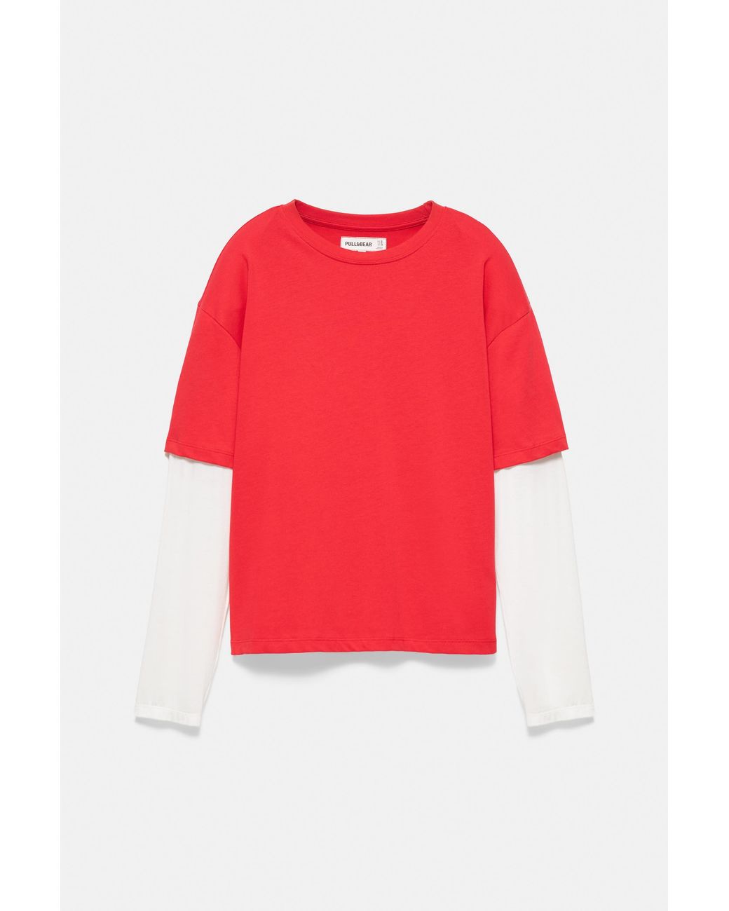 Pull&Bear Red Double-Sleeve T-Shirt