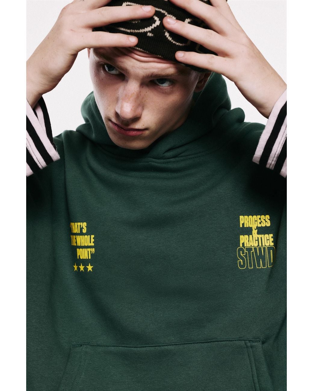 Pull&Bear Green Stwd Hoodie for men