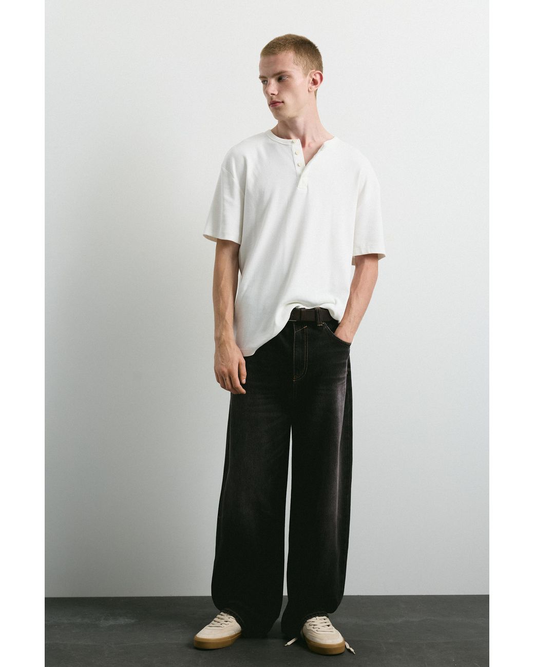 Pull&Bear Gray Relaxed Baggy Jeans for men