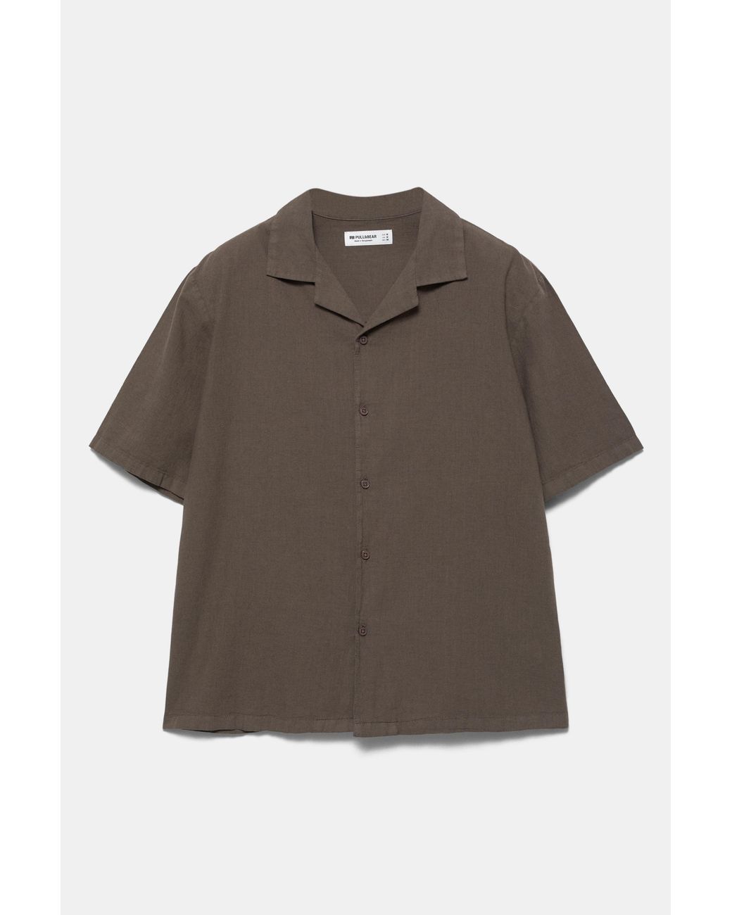 Pull&Bear Brown Short Sleeve Linen Blend Shirt for men