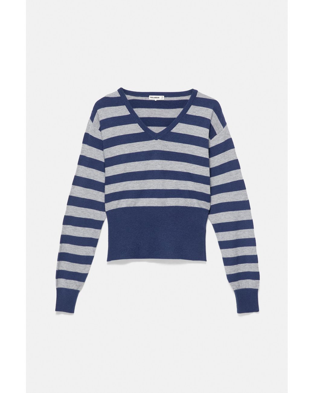Pull&Bear Blue Striped V-Neck Jumper