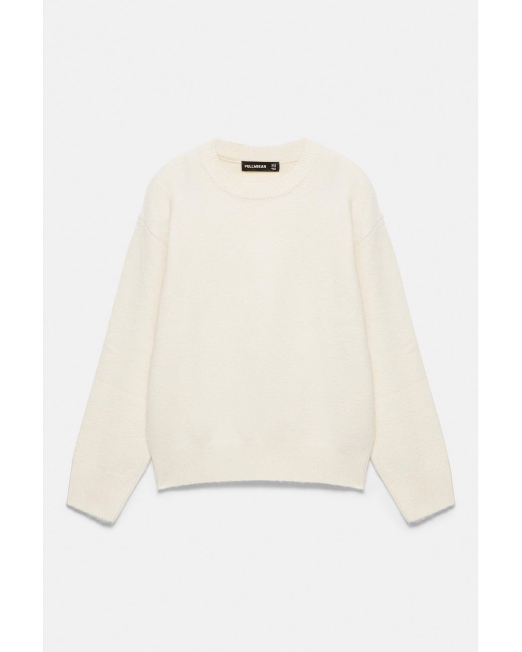 Pull&Bear White Basic Round Neck Jumper for men