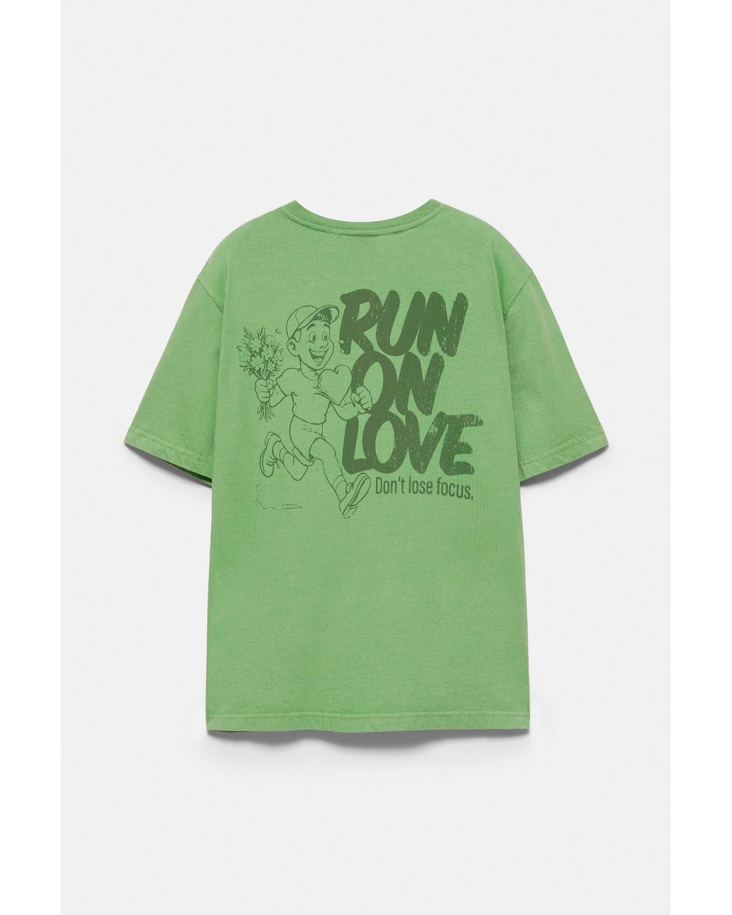 Pull&Bear Green Regular Fit Graphic Pocket T-Shirt for men