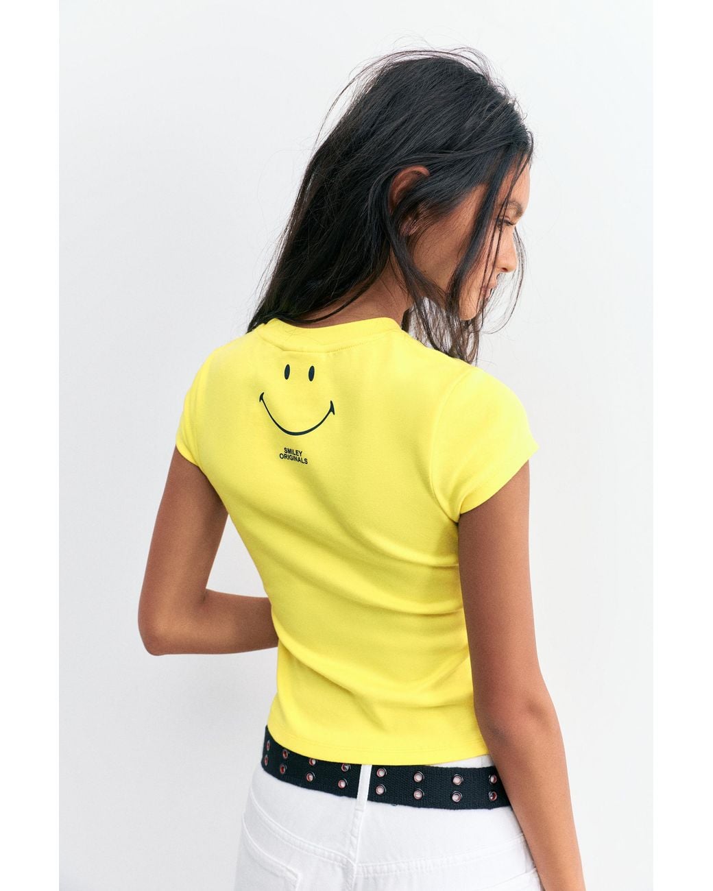 Pull&Bear Smiley T-Shirt Met Tekst in het White