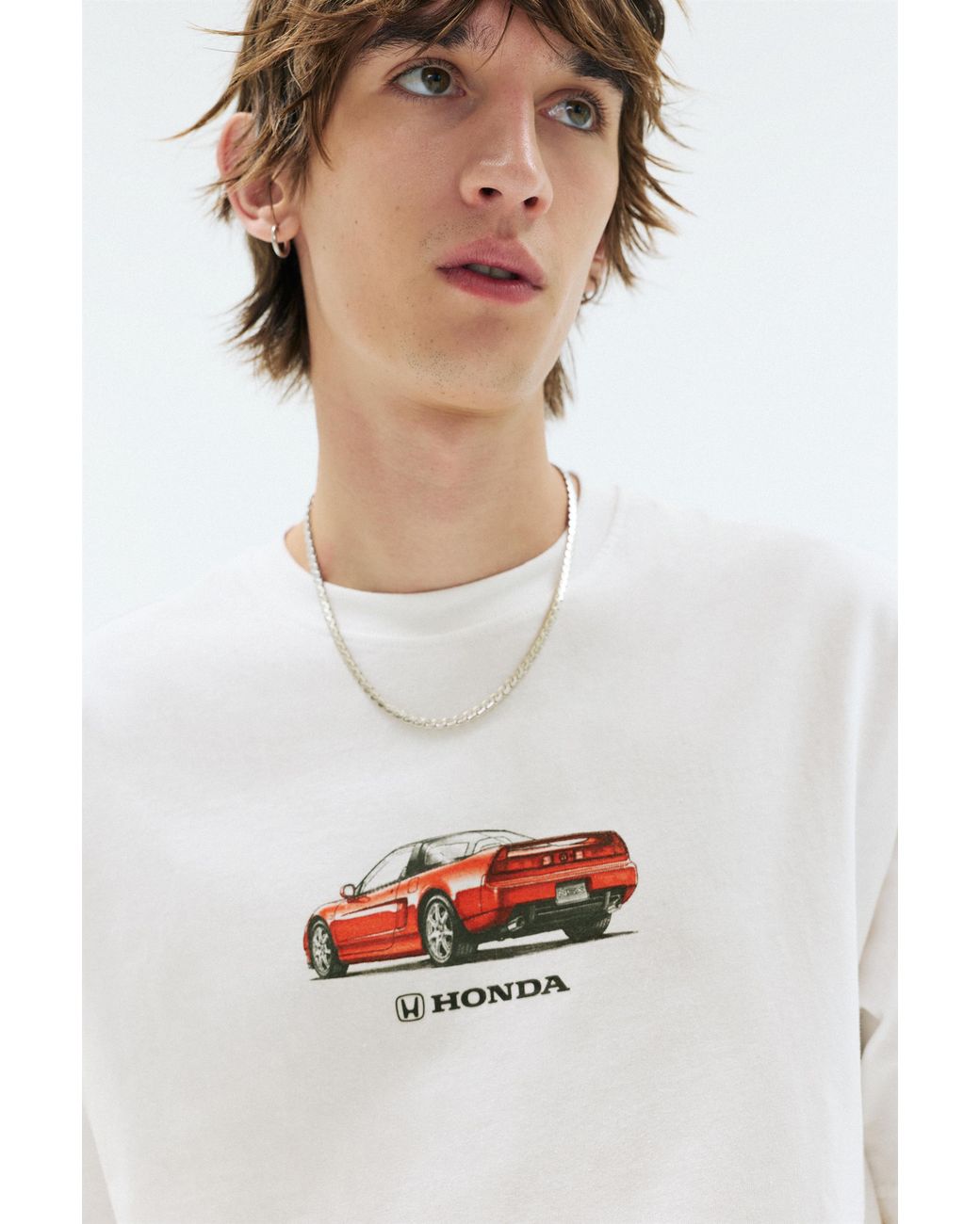 Pull&Bear White Honda Car Graphic T-Shirt for men