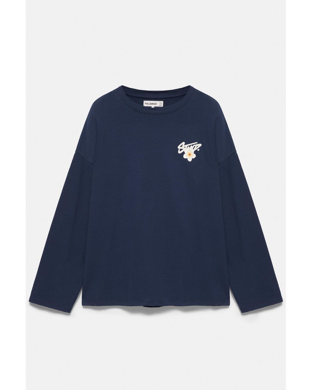 Pull&Bear Blue Oversize Stwd Flower T-Shirt