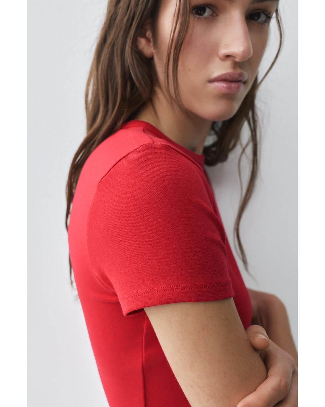 Pull&Bear Red Fitted Short Sleeve T-Shirt