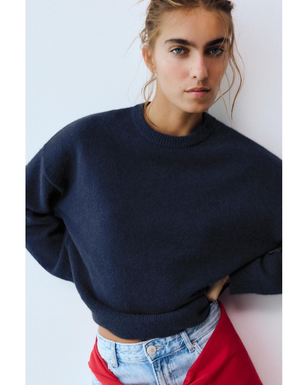 Pull Boxy En Maille Soft Pull&Bear en coloris Blue