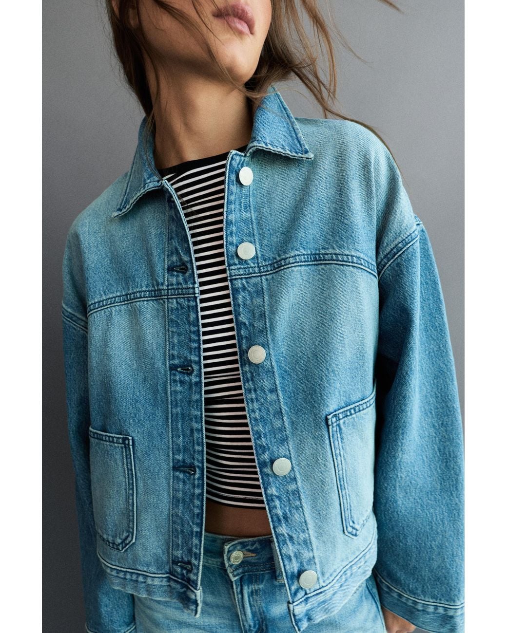 Pull&Bear Blue Boxy Denim Overshirt