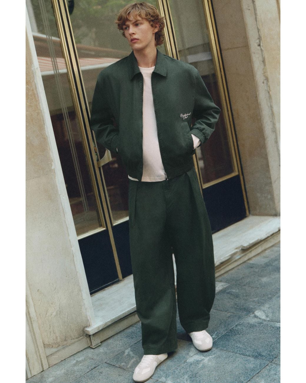 Pull&Bear Green Embroidered Jacket for men
