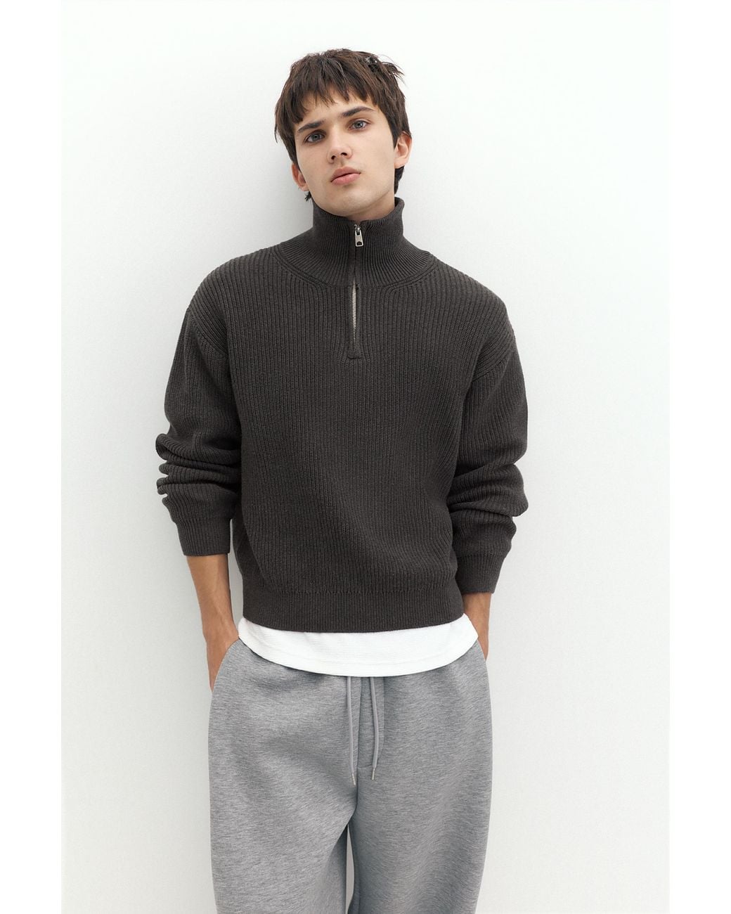 Pull&Bear Blue Quarter-Zip Jumper for men