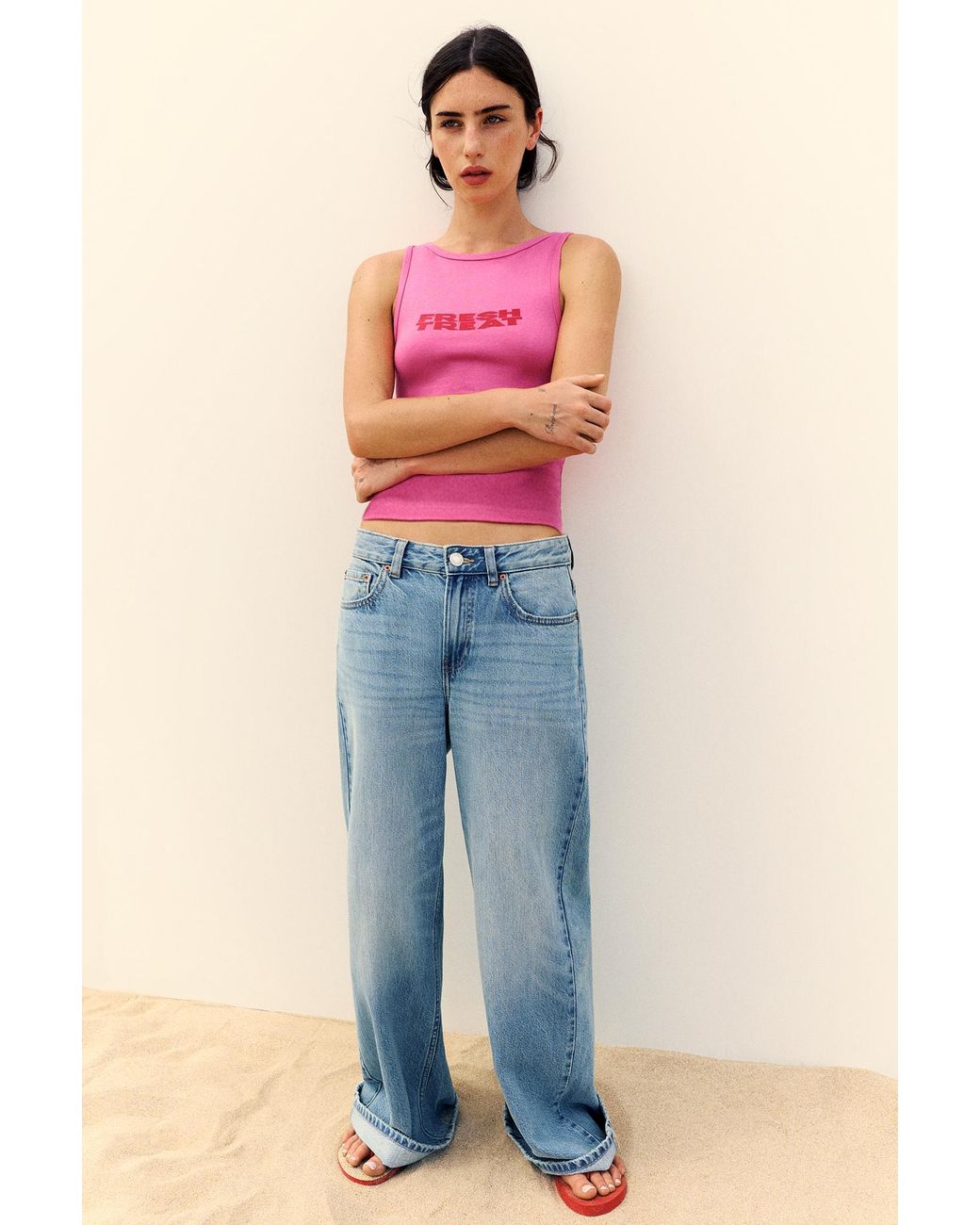 Pull&Bear Pink Graphic Tank Top