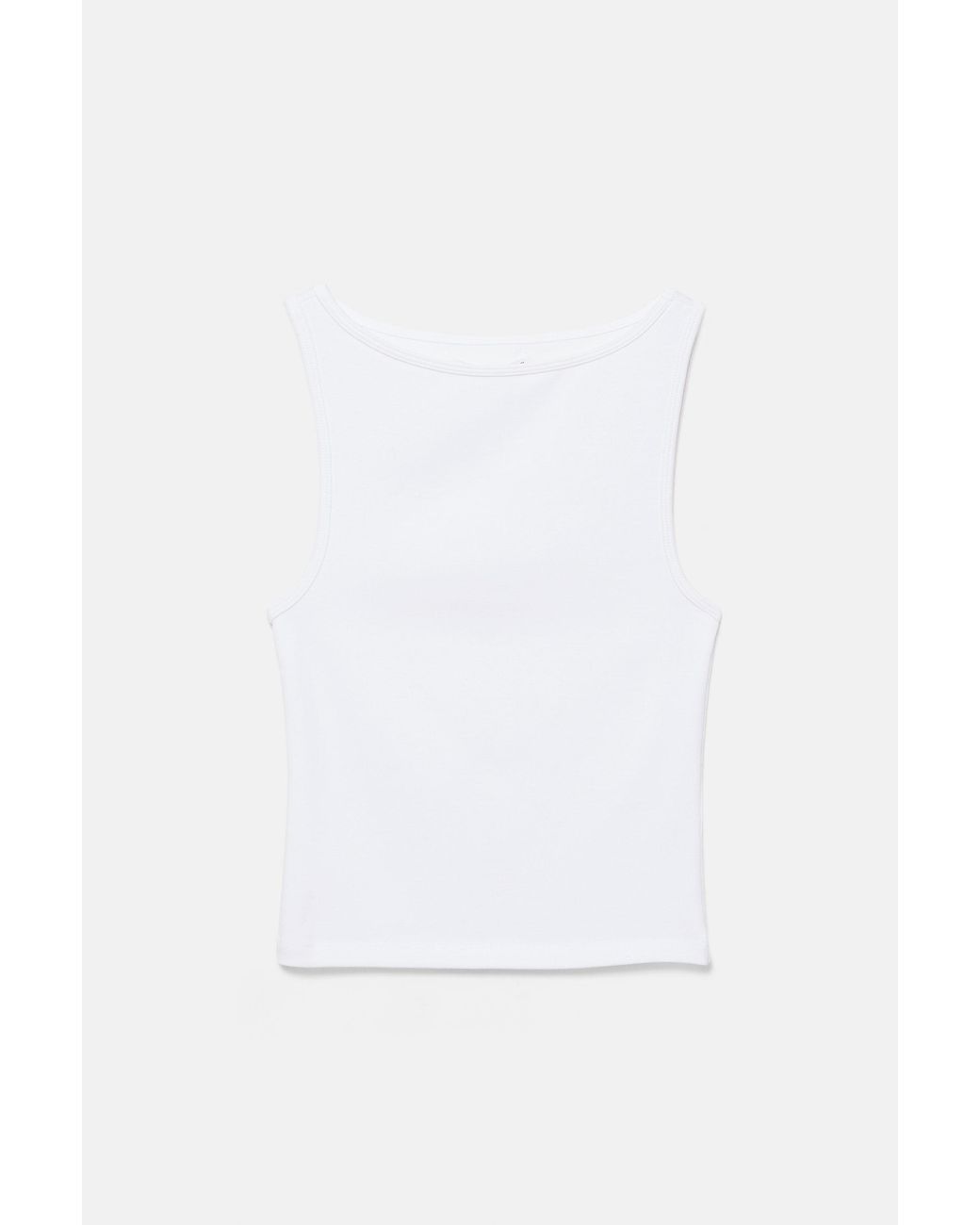 Pull&Bear White Boat Neck Tank Top