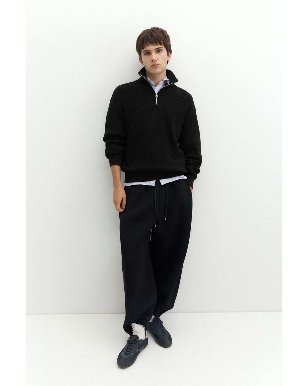 Pull&Bear Black Quarter-Zip Jumper for men