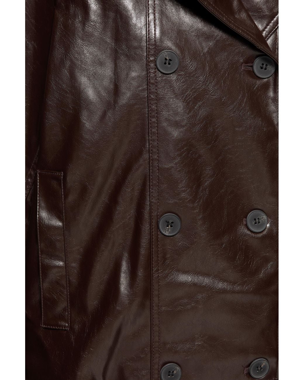 Pull&Bear Korte Gabardine Met Leereffect in het Brown