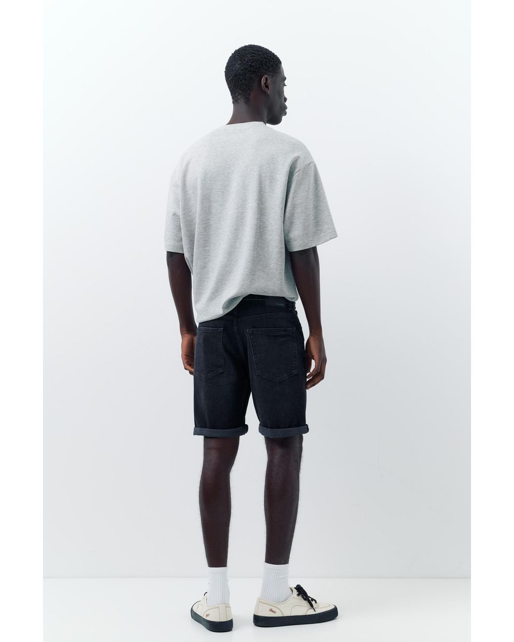 Pull&Bear Gray Ripped Denim Bermuda Shorts for men