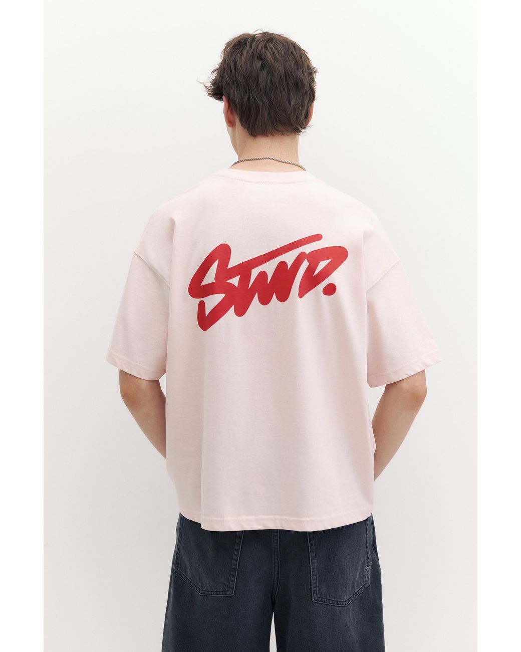 Pull&Bear White Stwd Logo Boxy T-Shirt for men