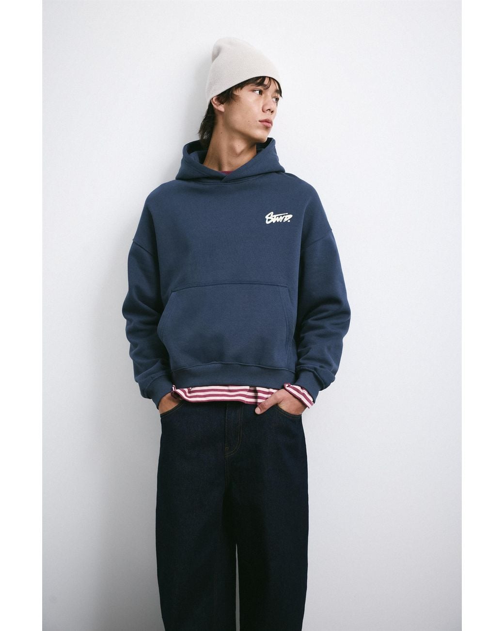 Pull&Bear Basic Beanie in het White voor heren