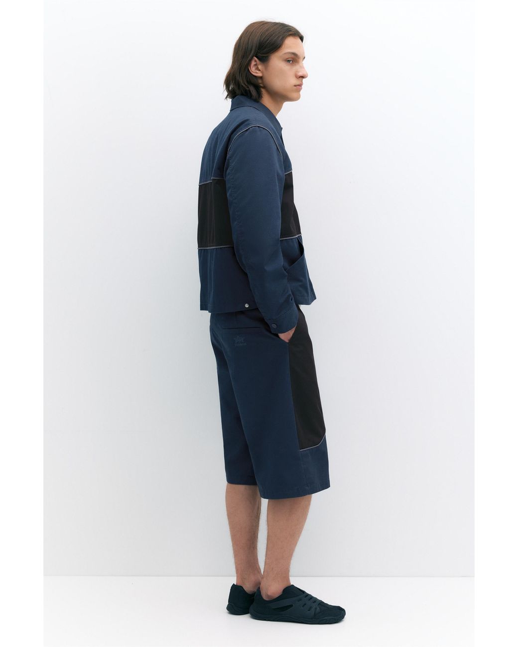 Pull&Bear Blue Pleasures X Stwd Panelled Bermuda Shorts for men