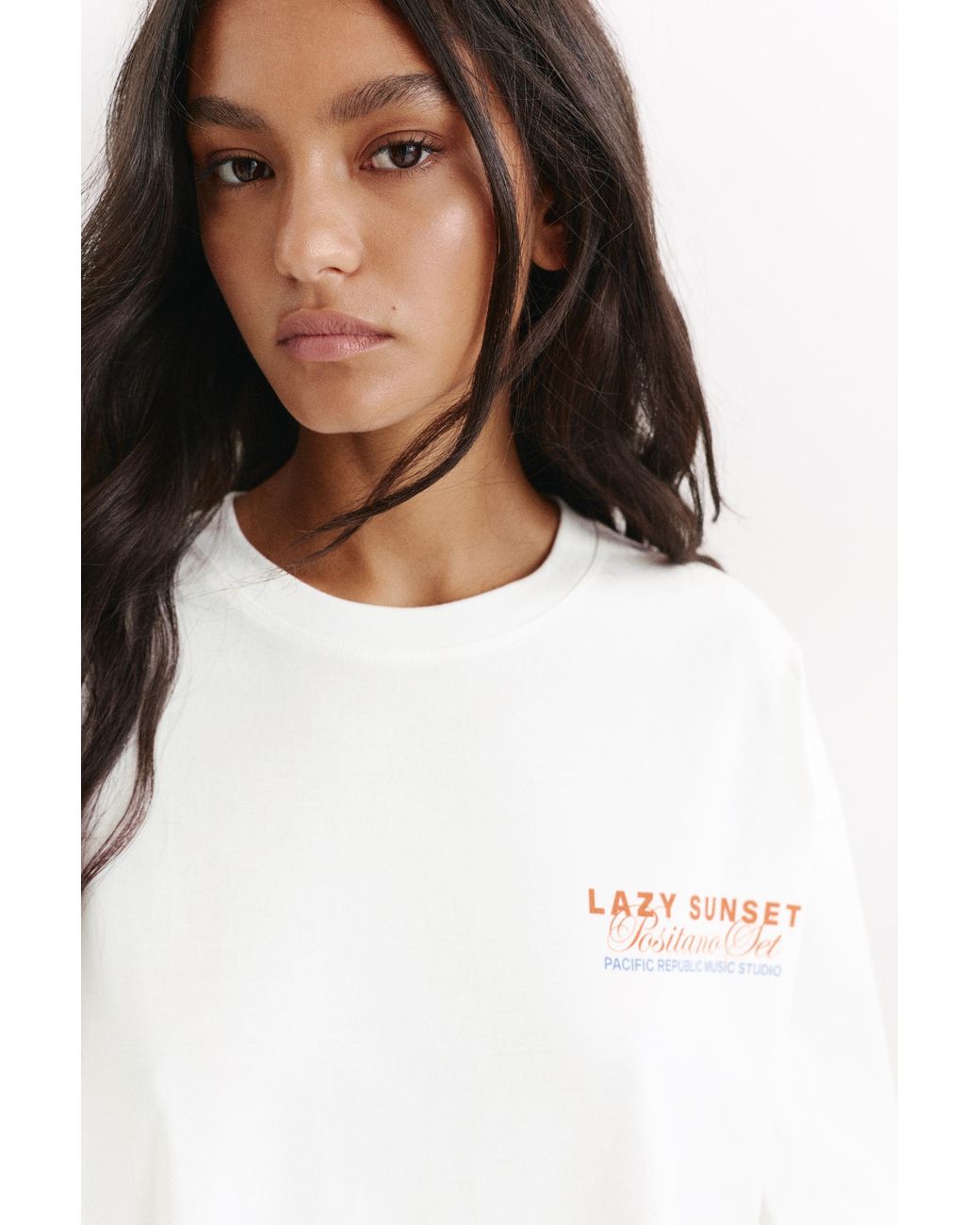 Pull&Bear T-Shirt Met Hangmatprint in het Brown