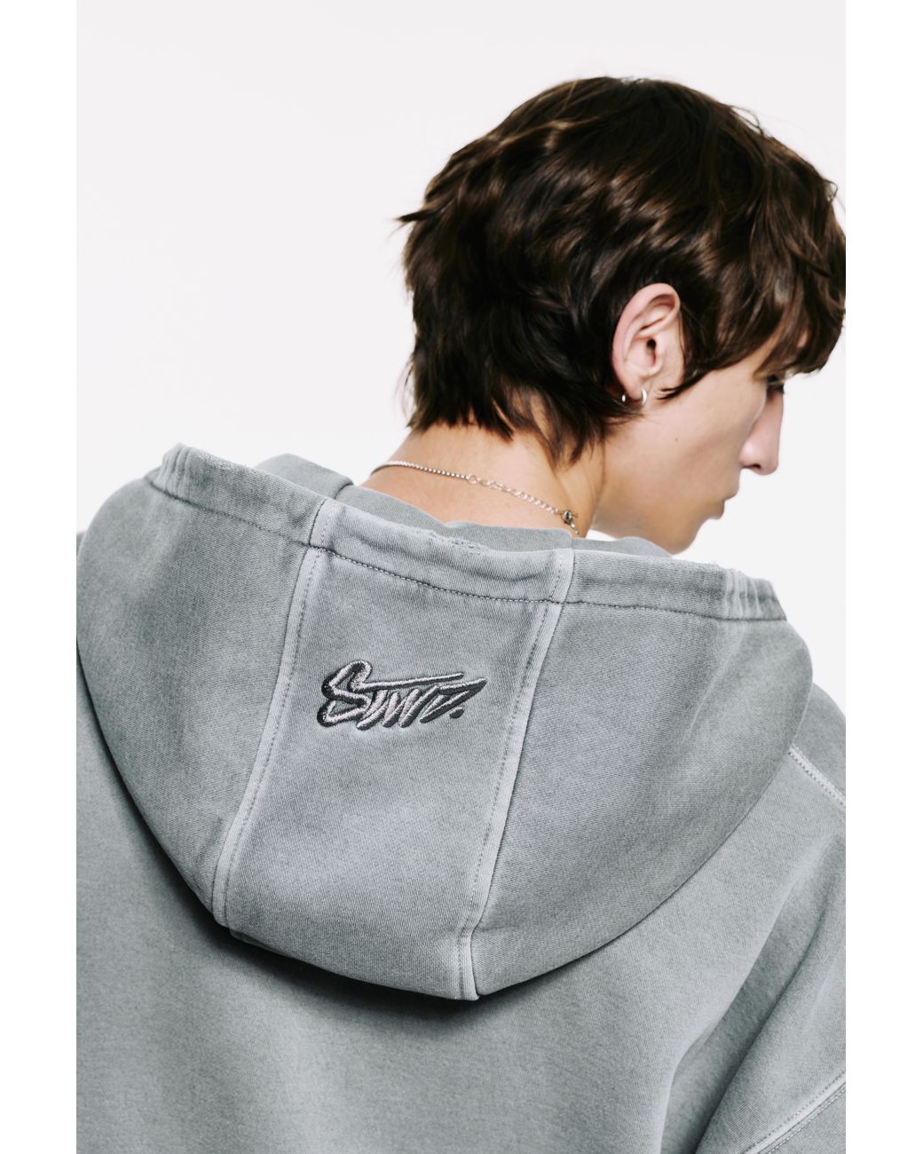 Pull&Bear Gray Stwd Hood Zip-Up Sweatshirt for men