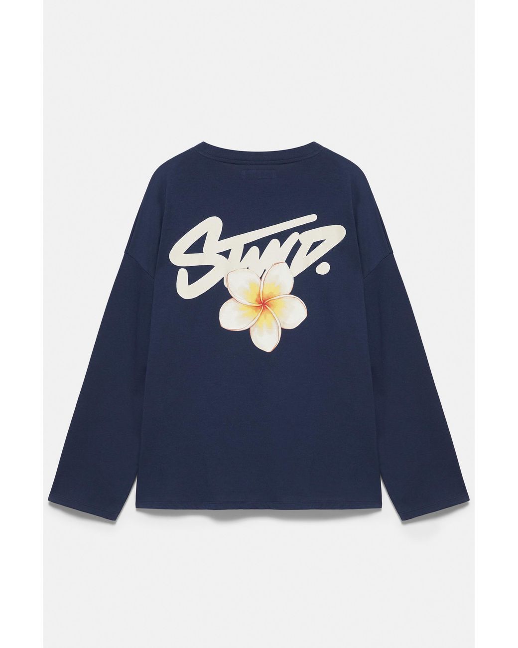 Pull&Bear Blue Oversize Stwd Flower T-Shirt