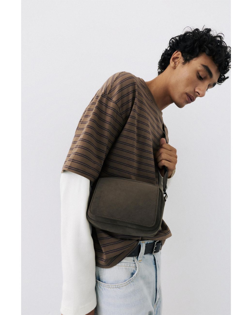 Pull&Bear Gray Crossbody Bag for men