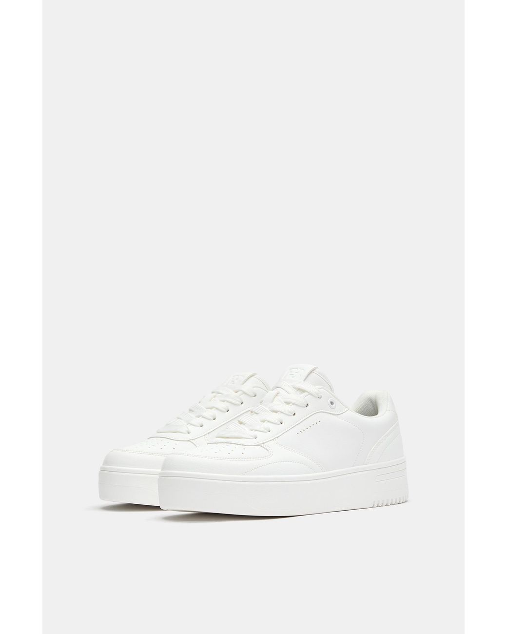 Pull&Bear White Casual Platform Trainers