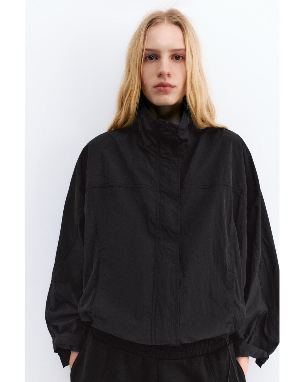 Pull&Bear Black Short Nylon-Effect Jacket
