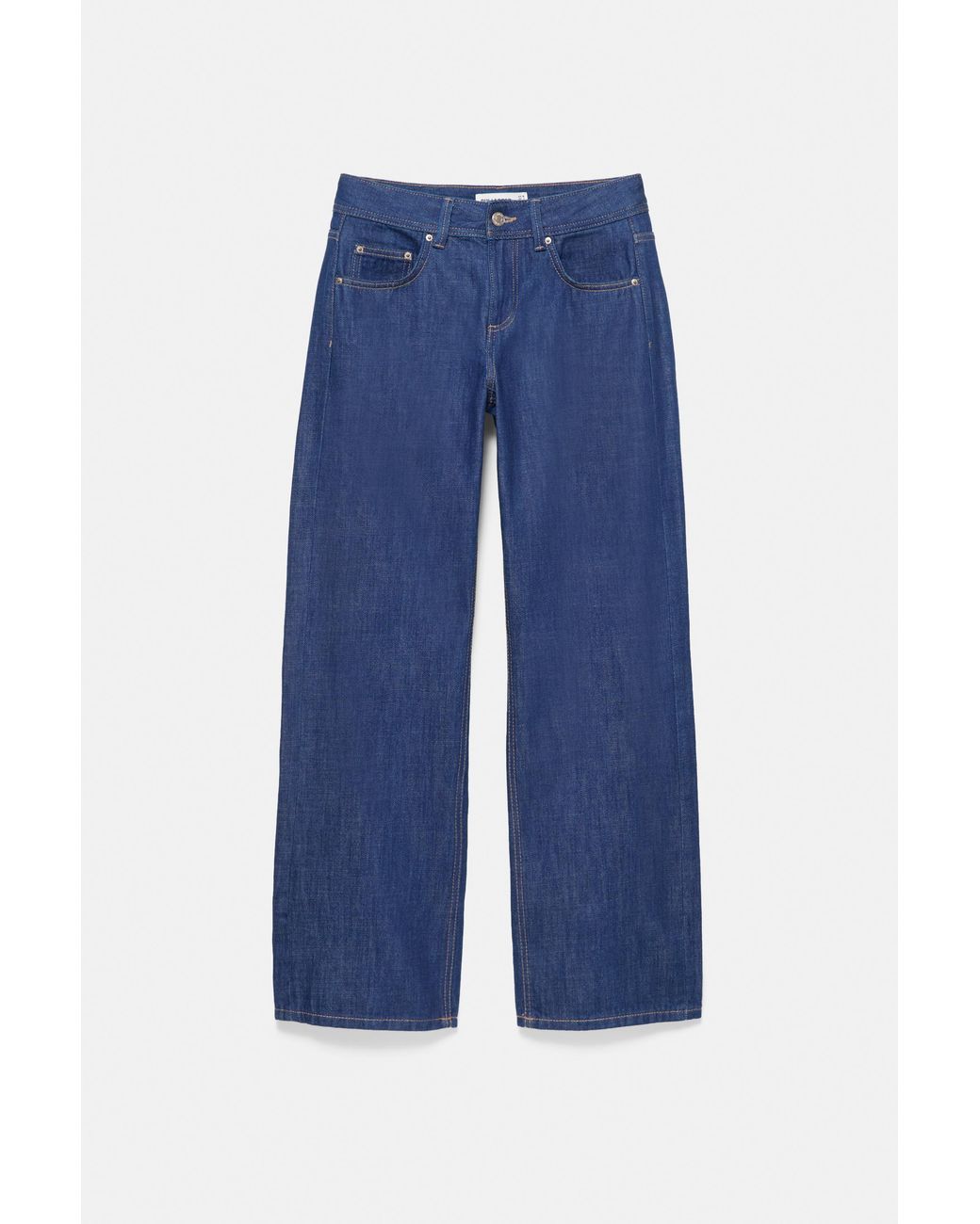Pull&Bear Blue Low-Rise Straight-Leg Jeans