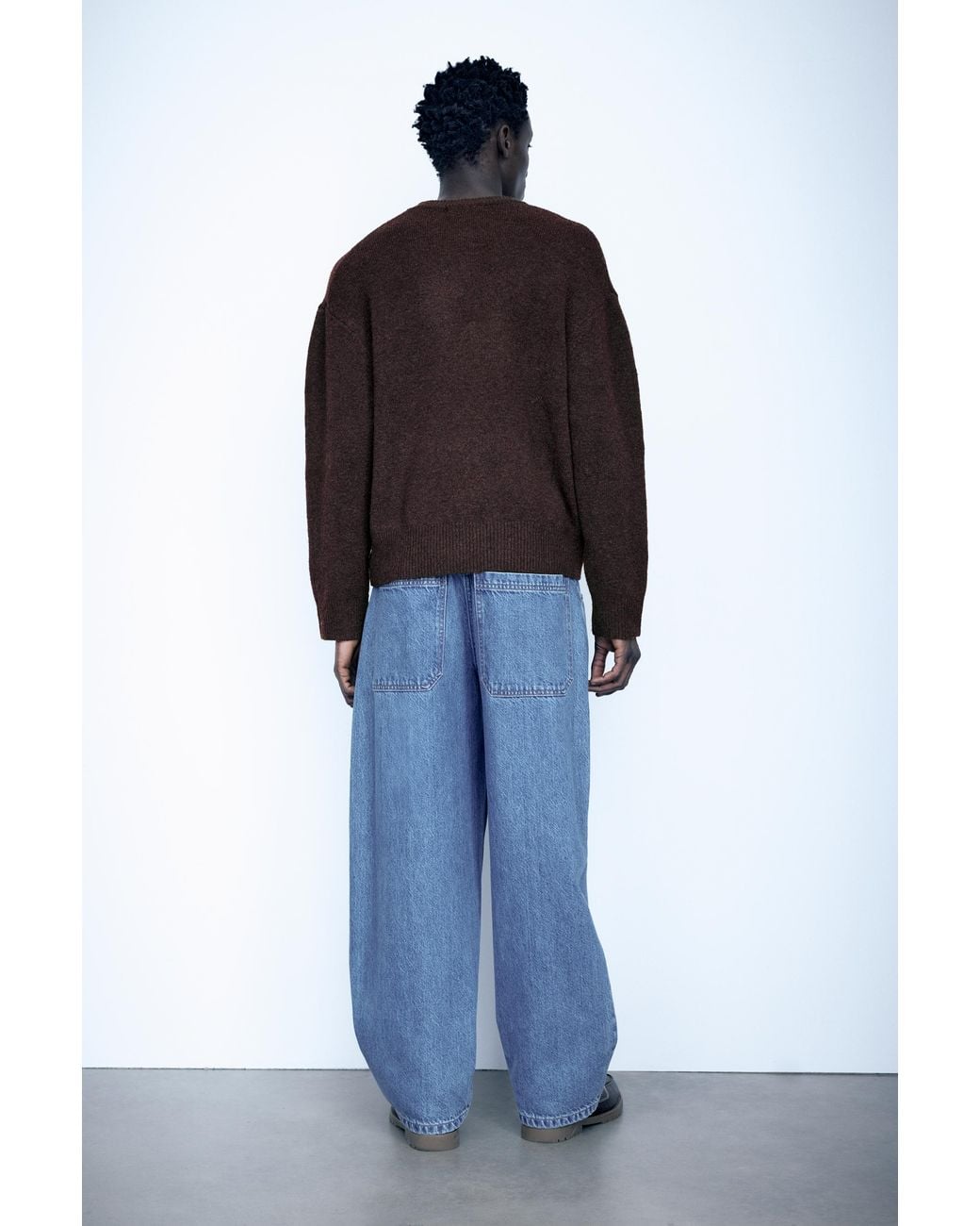 Pull&Bear Brown Basic Round Neck Jumper for men
