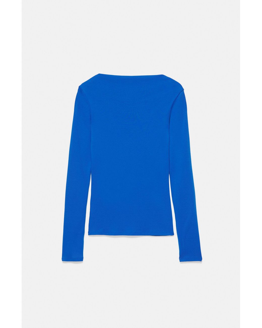 Pull&Bear Blue Fitted Straight Neckline T-Shirt