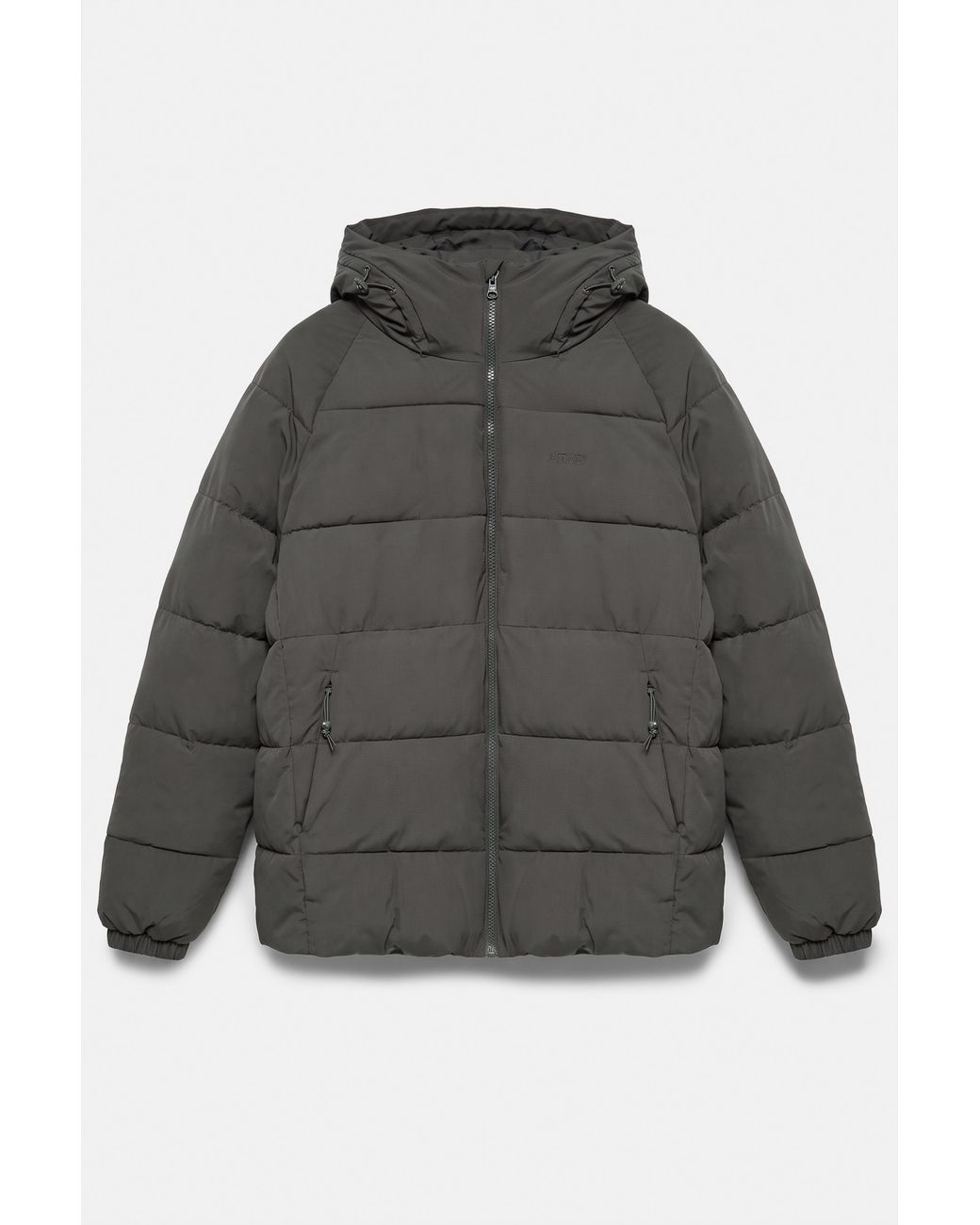 Pull&Bear Gray Quilted Jacket With Hood for men