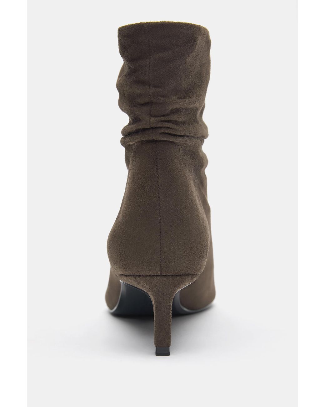 Pull&Bear Brown Stiefeletten Mit Gerafftem Absatz