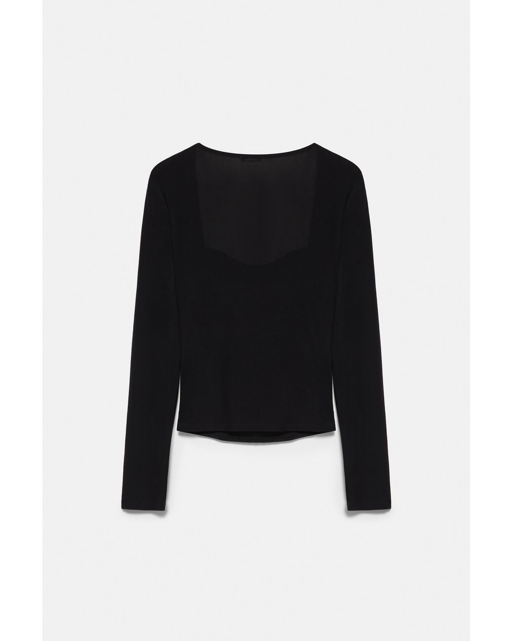 Pull&Bear Black Square Neckline Top With Gathered Detail