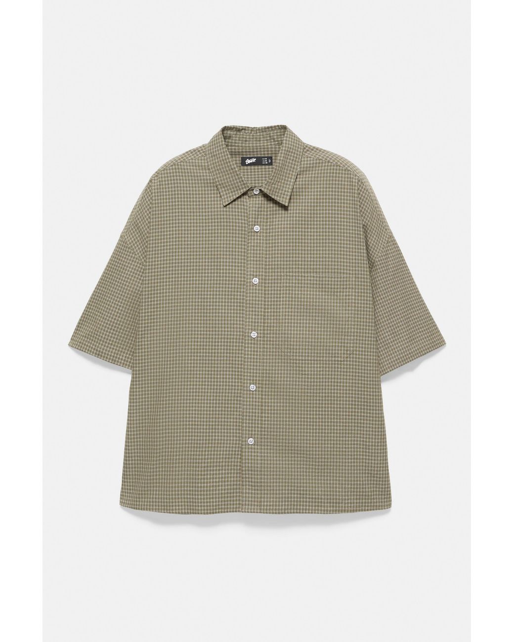 Camicia A Maniche Corte A Quadri di Pull&Bear in Natural da Uomo