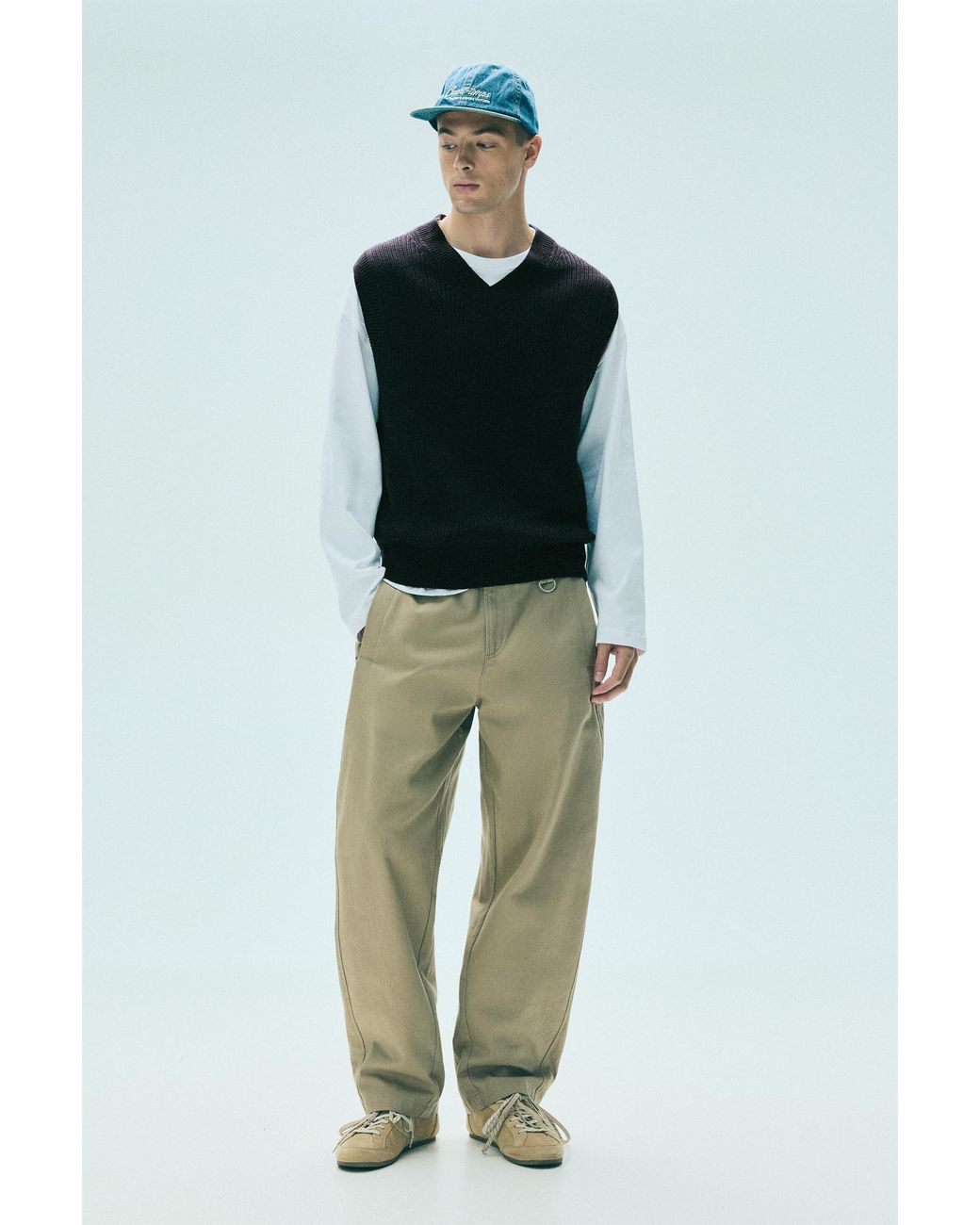 Pull&Bear Green Knit Vest for men