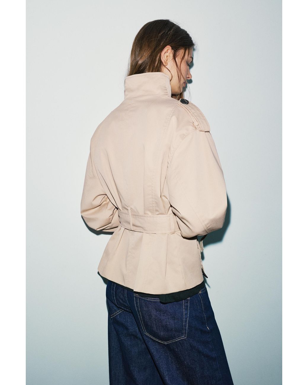 Pull&Bear Natural Short Belted Trench Coat