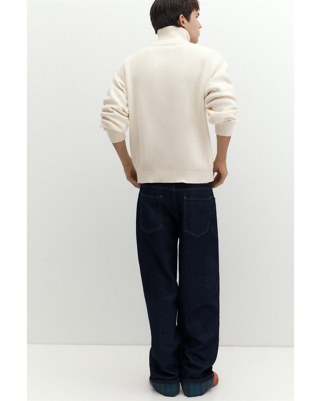 Pull&Bear White Quarter-Zip Jumper for men