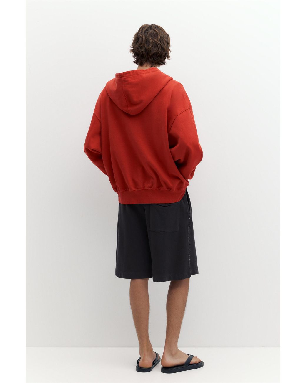Pull&Bear Red Studded Bermuda Sweat Shorts for men