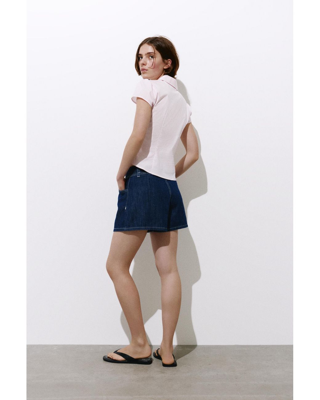 Pull&Bear White Slim Fit Short Sleeve Shirt