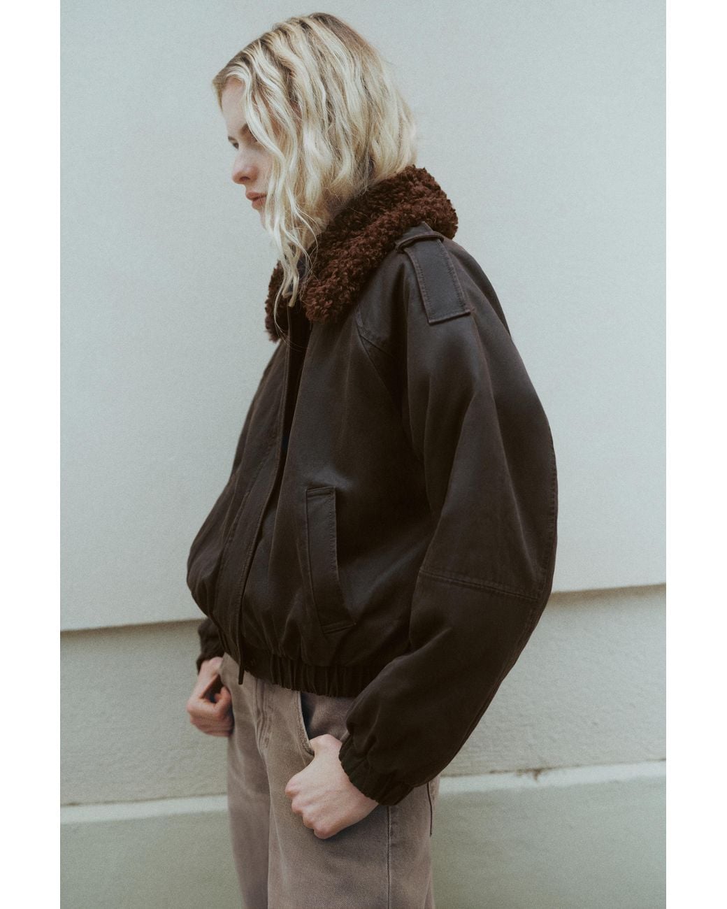 Blouson Bomber Enduit Pull&Bear en coloris Gray
