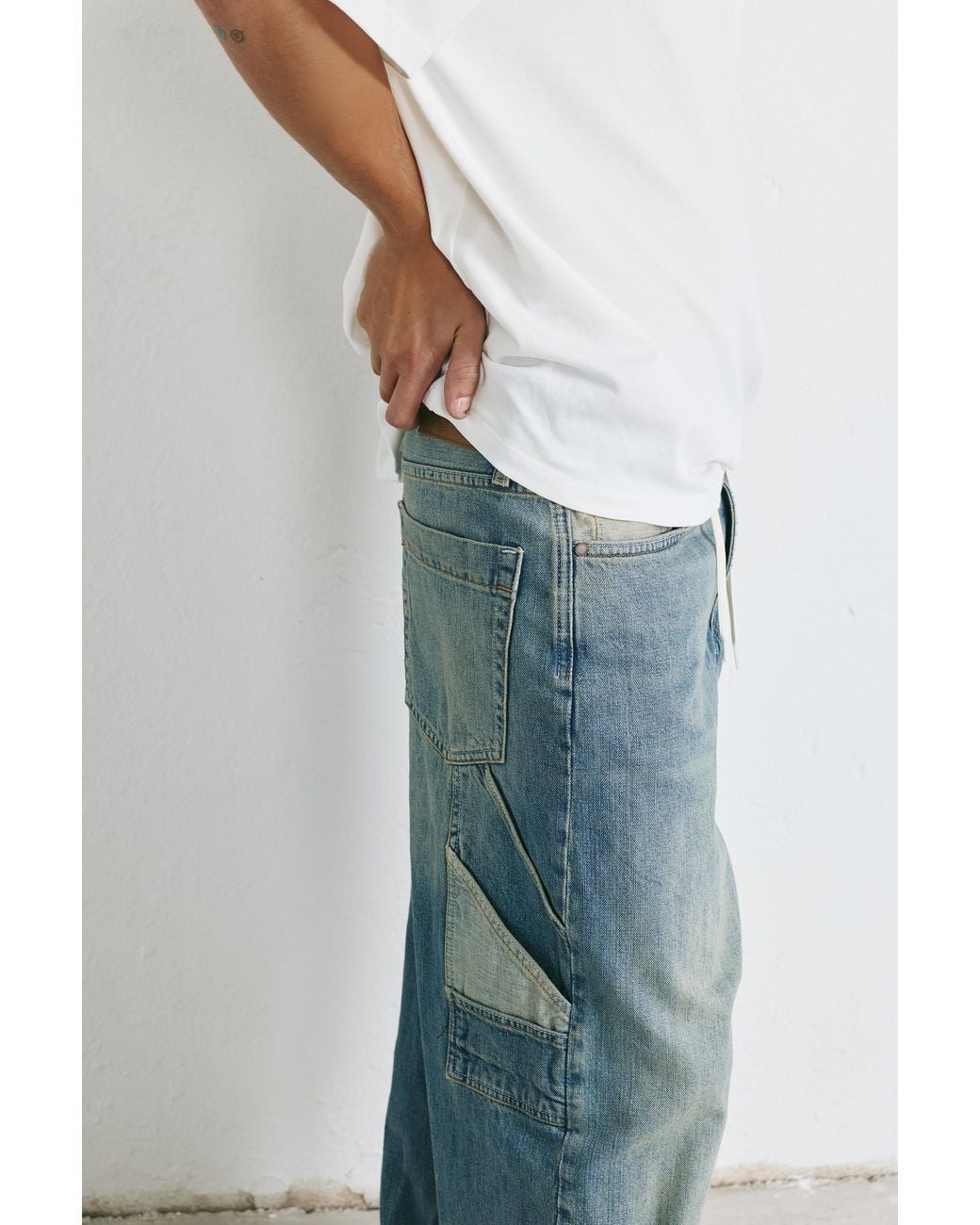 Pull&Bear Black Relaxed Fit Panelled Baggy Jeans for men