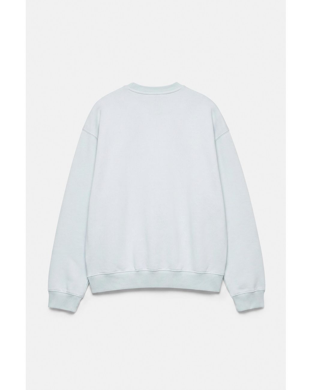 Pull&Bear White Relaxed Fit Round Neck Sweatshirt for men