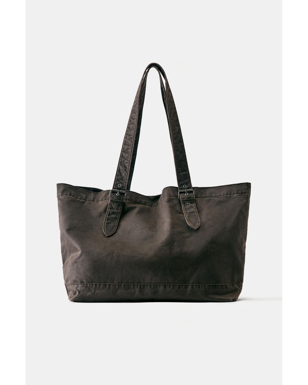 Pull&Bear Black Waxed Suede Shopper Bag for men