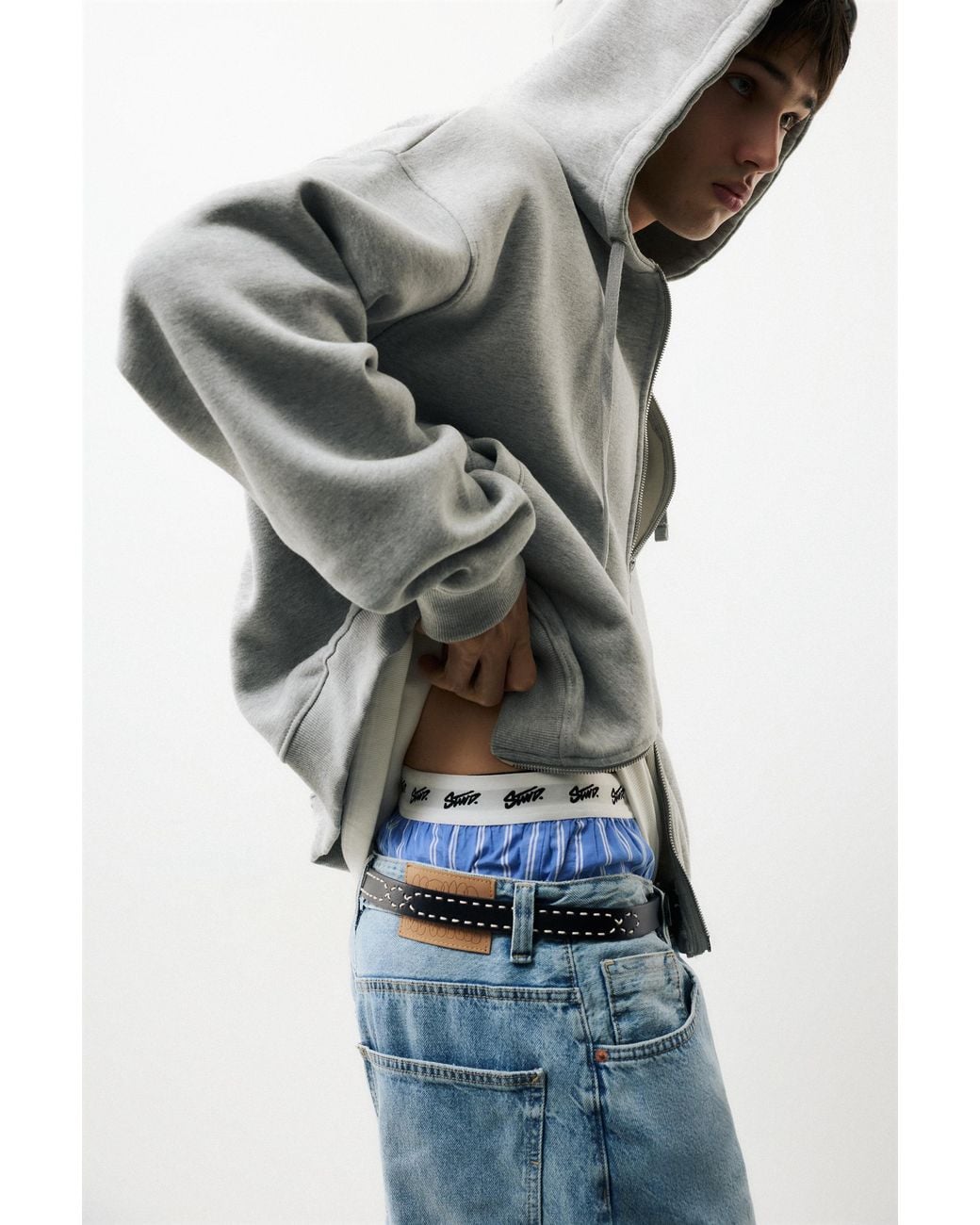 Pull&Bear Black Stitched Belt for men