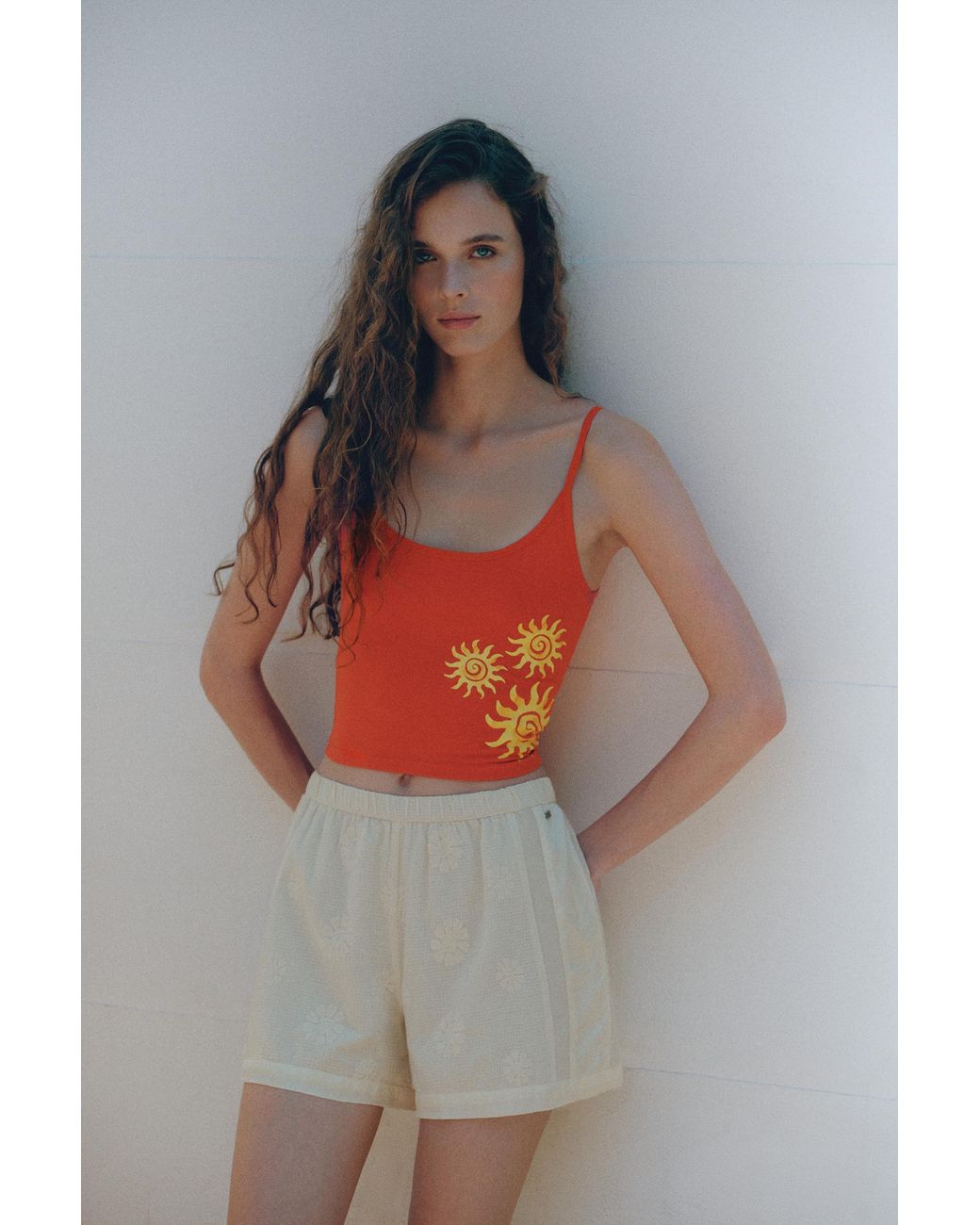 Pull&Bear Oranje Top Met Zonneprint in het Red