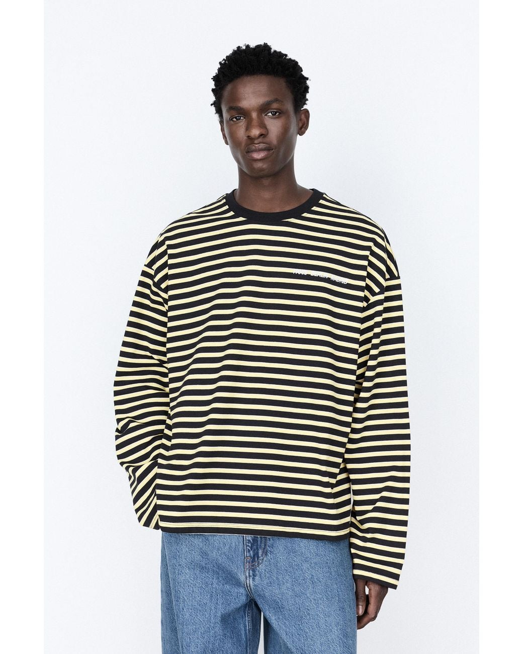 Pull&Bear Gray Striped Text T-Shirt for men