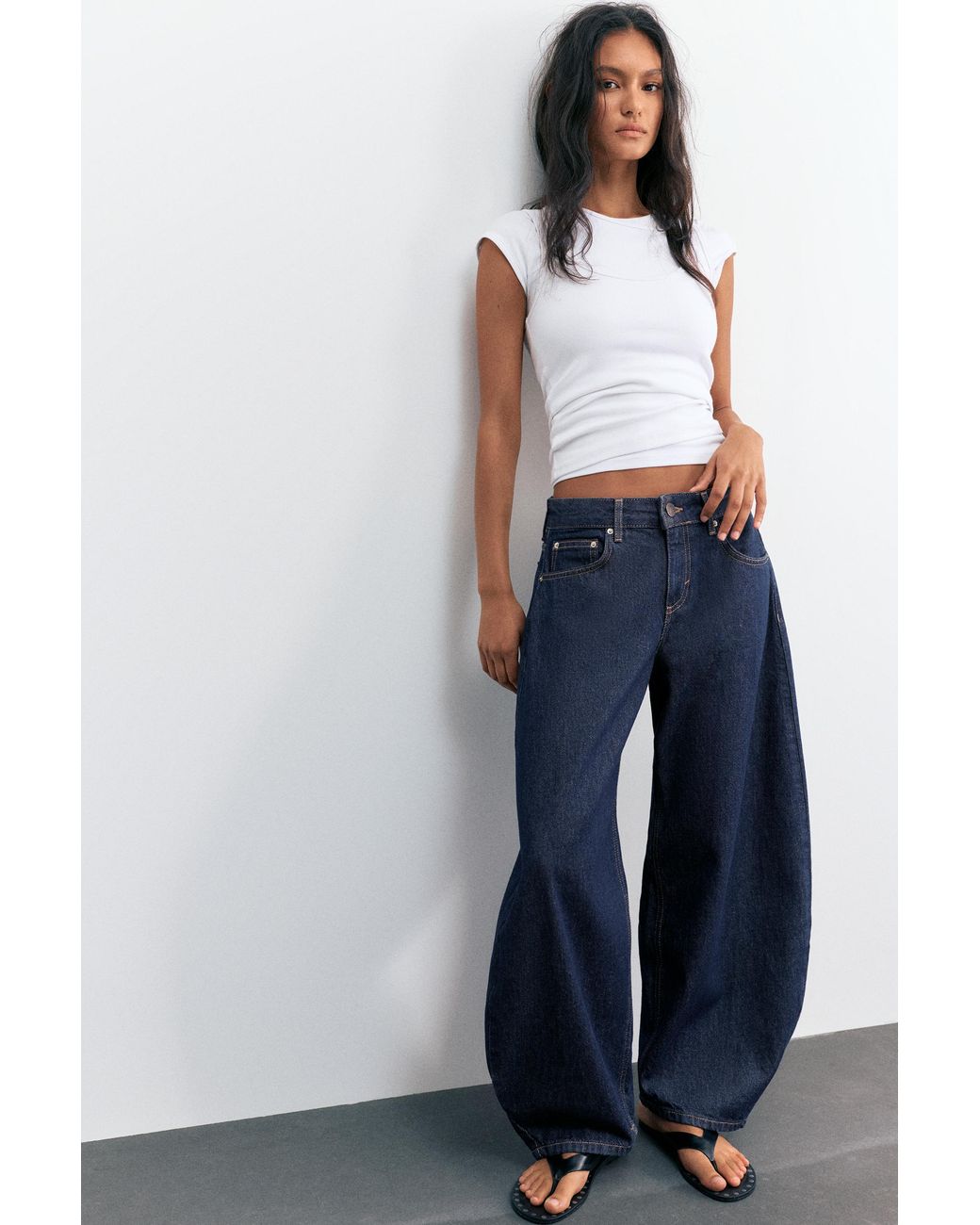 Pull&Bear Blue Low-Rise Barrel Jeans