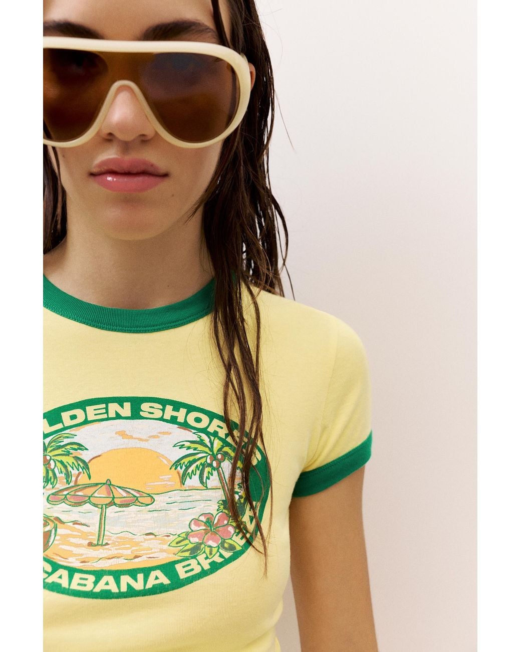 Pull&Bear Yellow Copacabana Graphic T-Shirt